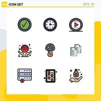 Pictogram Set of 9 Simple Filledline Flat Colors of document poison play nature sign Editable Vector Design Elements
