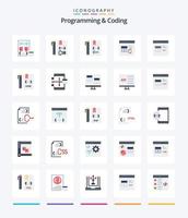 programación creativa y codificación de 25 paquetes de iconos planos como desarrollo. aplicación desarrollar. archivo. desarrollar vector