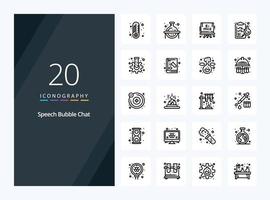 20 Chat Outline icon for presentation vector