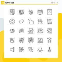 Set of 25 Modern UI Icons Symbols Signs for percentage display program discount service Editable Vector Design Elements