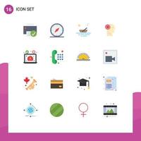 Universal Icon Symbols Group of 16 Modern Flat Colors of head brain location transport kayak Editable Pack of Creative Vector Design Elements