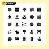 Mobile Interface Solid Glyph Set of 25 Pictograms of interface screen cross bone investment digital Editable Vector Design Elements