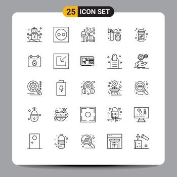 User Interface Pack of 25 Basic Lines of cash pay plug click heart Editable Vector Design Elements