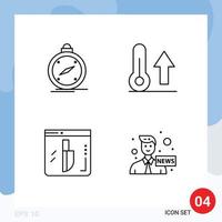 4 Line concept for Websites Mobile and Apps compass weather gps meteorology investigation Editable Vector Design Elements