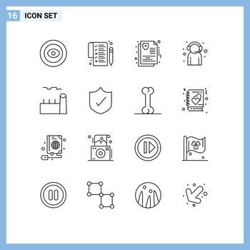 Pack of 16 Modern Outlines Signs and Symbols for Web Print Media such as boiling plant support health customer support customer Editable Vector Design Elements