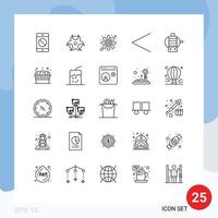 Modern Set of 25 Lines and symbols such as cart electric cascading previous arrow Editable Vector Design Elements