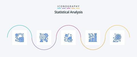 análisis estadístico azul 5 paquete de iconos que incluye global. análisis. evaluación comparativa crecimiento. análisis vector