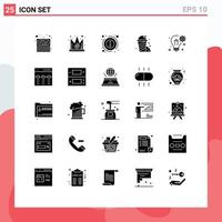 Pictogram Set of 25 Simple Solid Glyphs of gear idea info bulb park Editable Vector Design Elements