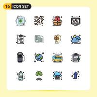 Modern Set of 16 Flat Color Filled Lines Pictograph of file list box web management Editable Creative Vector Design Elements