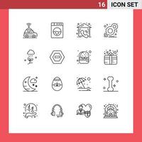 16 Creative Icons Modern Signs and Symbols of spring cloud real cloud rain symbol Editable Vector Design Elements