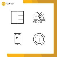 User Interface Pack of 4 Basic Filledline Flat Colors of grid android cultivation phone help Editable Vector Design Elements