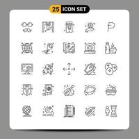 Pack of 25 Modern Lines Signs and Symbols for Web Print Media such as connected crypto shopping coin support Editable Vector Design Elements