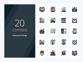 20 Internet Of Things line Filled icon for presentation vector