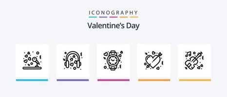 Valentines Day Line 5 Icon Pack Including romance. alarm. table. heart. rings. Creative Icons Design vector