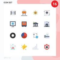 Universal Icon Symbols Group of 16 Modern Flat Colors of deposit safe gear tv internet Editable Pack of Creative Vector Design Elements
