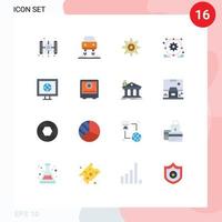 grupo universal de símbolos de iconos de 16 colores planos modernos de equipo seguro de depósito tv internet paquete editable de elementos de diseño de vectores creativos