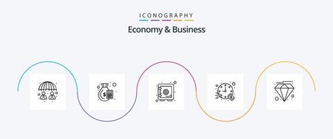 paquete de iconos de economía y línea de negocios 5 que incluye premium. depósito. tiempo. inversión vector