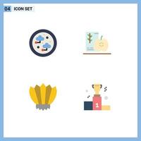 Modern Set of 4 Flat Icons and symbols such as connected diving technology food flippers Editable Vector Design Elements