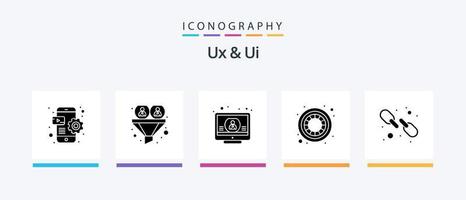 Ux And Ui Glyph 5 Icon Pack Including hyperlink. creative. user. color. screen. Creative Icons Design vector