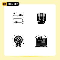 Pictogram Set of 4 Simple Solid Glyphs of cable medal usb data success Editable Vector Design Elements