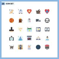 Modern Set of 25 Flat Colors Pictograph of like world heart environment shopping Editable Vector Design Elements