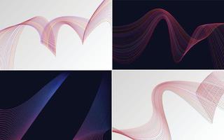 Add visual interest to your design with this set of 4 geometric wave pattern backgrounds vector