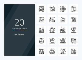 20 Spa Element Outline icon for presentation vector