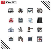 conjunto de 16 iconos de interfaz de usuario modernos signos de símbolos para signo de círculo contacto tienda barista elementos de diseño de vectores creativos editables