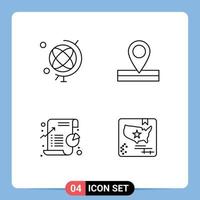 4 Creative Icons Modern Signs and Symbols of education pie map business american Editable Vector Design Elements