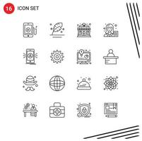 Modern Set of 16 Outlines Pictograph of writer copywriter scripture blogger store Editable Vector Design Elements