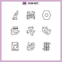 9 Thematic Vector Outlines and Editable Symbols of stars achievement basic protection gdpr Editable Vector Design Elements