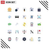 25 Universal Flat Color Signs Symbols of lock pad arrow anchor folder control Editable Vector Design Elements