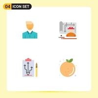 conjunto de 4 paquetes de iconos planos comerciales para diseño de avatar cabeza de usuario feliz elementos de diseño vectorial editables vector