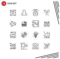 16 Creative Icons Modern Signs and Symbols of fish beach transport medical health Editable Vector Design Elements