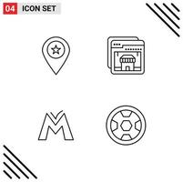 Line Pack of 4 Universal Symbols of star monetary unit marker online crypto Editable Vector Design Elements