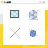 Pictogram Set of 4 Simple Flat Icons of bookcase globe education close live Editable Vector Design Elements