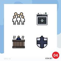 Pictogram Set of 4 Simple Filledline Flat Colors of group hot people player relax Editable Vector Design Elements