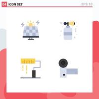 User Interface Pack of 4 Basic Flat Icons of energy design solar night paint Editable Vector Design Elements