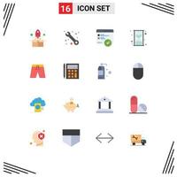 Universal Icon Symbols Group of 16 Modern Flat Colors of short beach speed shopping hour Editable Pack of Creative Vector Design Elements