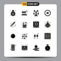 Pictogram Set of 16 Simple Solid Glyphs of cutter ui fry canceled cupsakes Editable Vector Design Elements