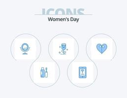 Womens Day Blue Icon Pack 5 Icon Design. . ribbon. mirror. gift. love vector