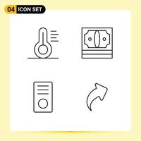 Stock Vector Icon Pack of 4 Line Signs and Symbols for medical desktop business money gadget Editable Vector Design Elements