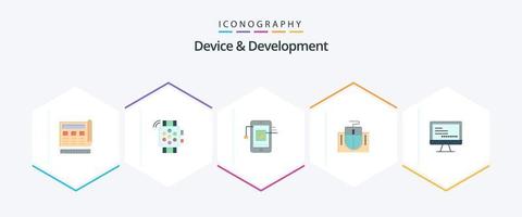 Device And Development 25 Flat icon pack including computer. hardware. education. computer. network vector