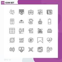 25 Universal Line Signs Symbols of online data bag connected portfolio Editable Vector Design Elements