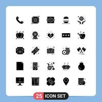 User Interface Pack of 25 Basic Solid Glyphs of marketing business baking usa eat Editable Vector Design Elements