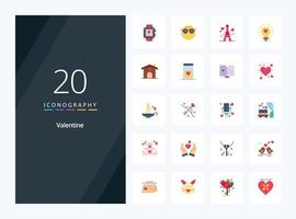 20 Valentine Flat Color icon for presentation vector