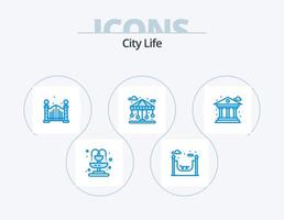 paquete de iconos azul de la vida de la ciudad 5 diseño de iconos. . banco. puente. vida. vida vector