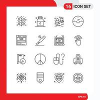 16 Universal Outlines Set for Web and Mobile Applications data website spa speed dash Editable Vector Design Elements