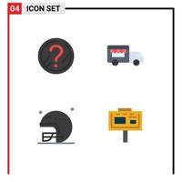 4 User Interface Flat Icon Pack of modern Signs and Symbols of question rugby solution van board Editable Vector Design Elements