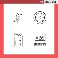 Pictogram Set of 4 Simple Filledline Flat Colors of boat chemistry ship bigger computer Editable Vector Design Elements